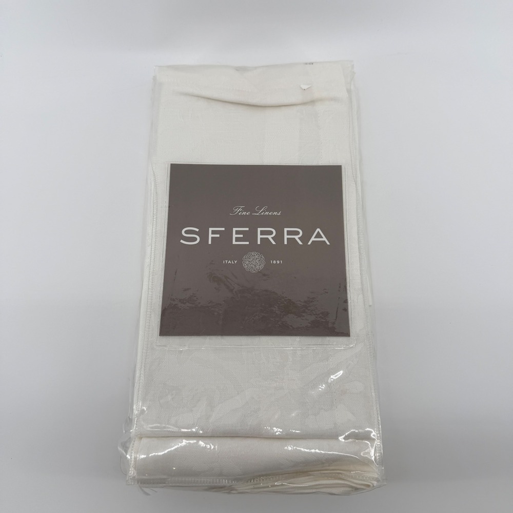 Sferra 1313 Taylor White Dinner Napkins Set of 4 Linen Cotton Blend 22x22 NEW